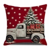 ECARLA Zima Świąteczna poszewka na poduszkę Boho 45x45 AUTO Z CHOINKĄ POD246