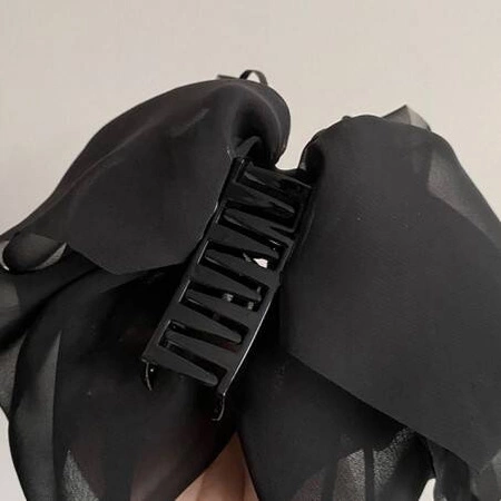 ECARLA klamra do włosów tiulowa Kokarda Czarna SP325CZ