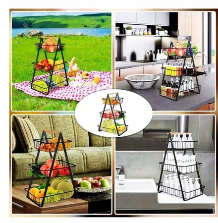 ECARLA regał koszyk na owoce i warzywa trzypoziomowy 34x17,5x47cm SZ44CZ