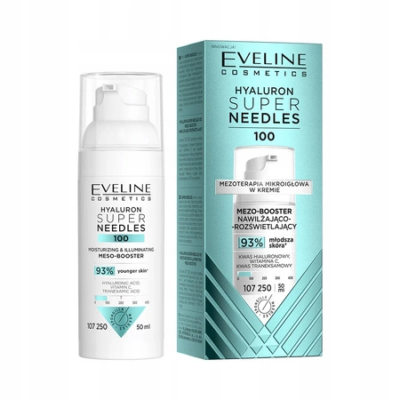 EVELINE Hyaluron Super Needles 100 mezo-booster nawilżająco-rozświetlający 50ml