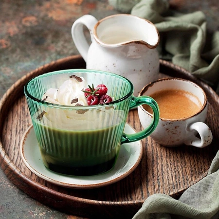 ECARLA filiżanka ryflowana duża 380ml Butelkowa Zieleń SZK178