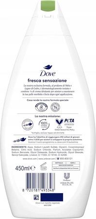 DOVE Bagnodoccia żel pod prysznic / płyn do kąpieli Fresca Sensazione 450ml