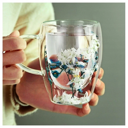 ECARLA szklanka termiczna z podwójnym dnem i kwiatkami SZK138