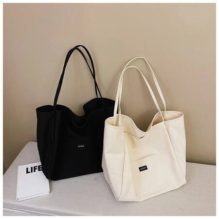 ECARLA torba materiałowa minimalistyczna duża Czarna TP15CZ