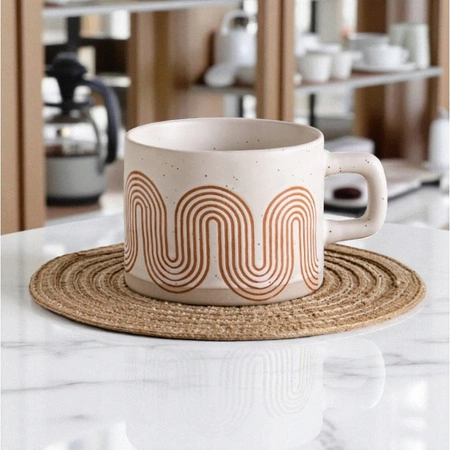 ECARLA kubek z uchem ceramiczny, geometryczny 250ml KB29