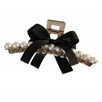 ECARLA spinka do włosów klamra XL Perełki z Czarną Kokardą SP230