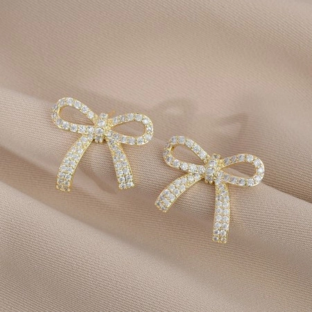 ECARLA kolczyki ze stali szlachetnej platerowanej 14k złotem KOKARDKA KST3329