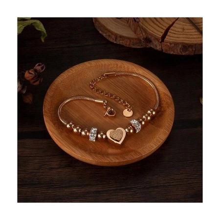 ECARLA bransoletka na rękę ze stali chirurgicznej pozłacanej Serce BST1521