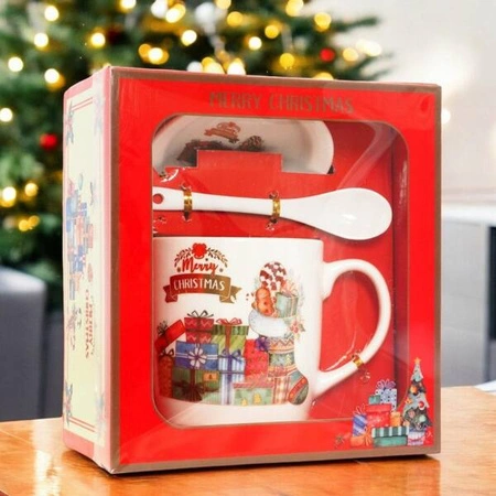 ECARLA kubek świąteczny ze spodkiem i łyżeczką w pudełku KB17WZ1 400ml