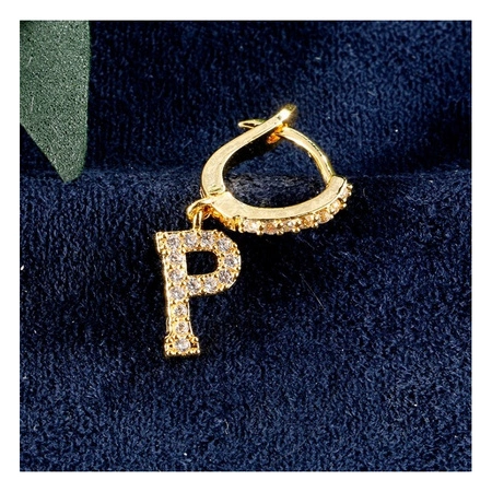 ECARLA kolczyk ze stali szlachetnej platerowanej 14k złotem Literka P KST1683P