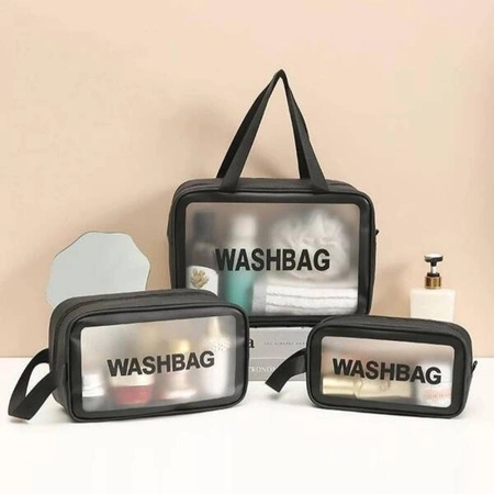 ECARLA zestaw 3 kosmetyczek WASHBAG czarne KS83CZ