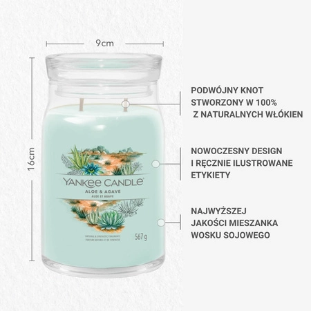 YANKEE CANDLE Signature Duża świeca w słoiku ALOE & AGAVE 567g