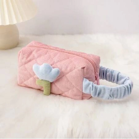 ECARLA kosmetyczka pikowana Różowa Tulipan KS101WZ1