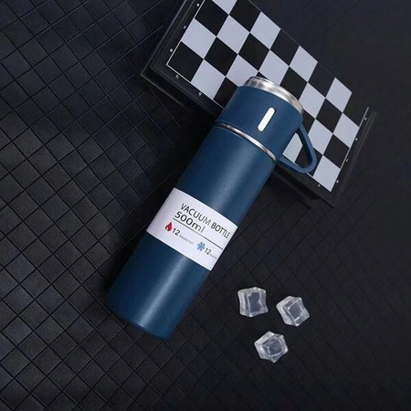 ECARLA termos 500ml z 3 kubkami zapakowany na preznt Granat BD24GRAN