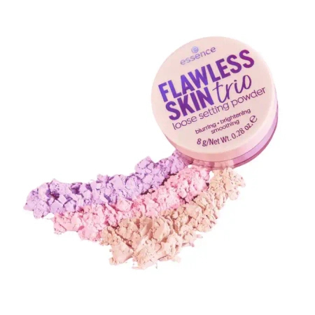ESSENCE Flawless Skin Trio puder do twarzy sypki korygujący koloryt 10 8g