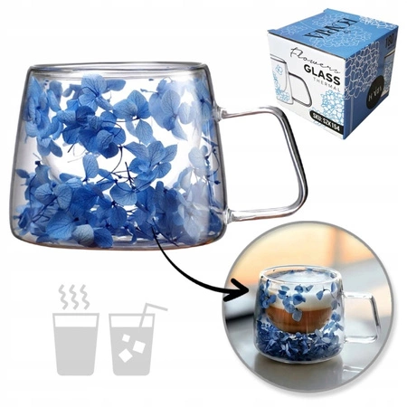 ECARLA szklanka termiczna z podwójnym dnem i hortensją 180ml SZK154