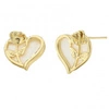 ECARLA kolczyki ze stali szlachetnej platerowanej 14k złotem SERCE RÓŻĄ KST3368