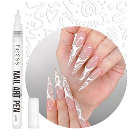 NESS Nail Art Pen pisak do zdobienia paznokci Biały 2450 3,8ml