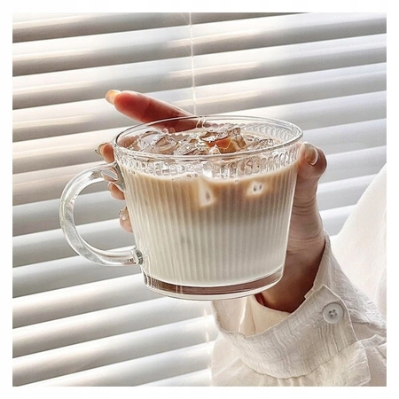 ECARLA szklanka ryflowana z uszkiem 400ml SZK156