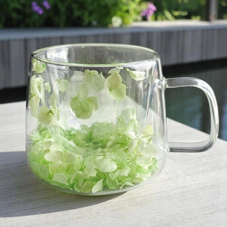 ECARLA szklanka termiczna z podwójnym dnem i hortensją 180ml Seledyn SZK173