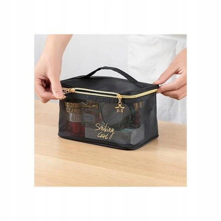 ECARLA kosmetyczka Smiling Girl Czarna 22x15x12cm KS108