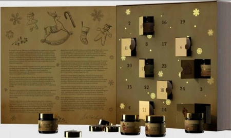 HISKIN Merry Christmas kalendarz adwentowy świece 12x15ml, 12x30ml Bajkowa Księga