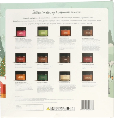 HISKIN Merry Christmas kalendarz adwentowy świeczki 12x15ml, 12x30ml Wesołych Świąt