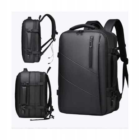 ECARLA plecak podróżny, kabinowy, wodoodporny z USB Czarny PL182