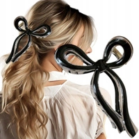 ECARLA spinka do włosów Kokarda półtransparentna 11x6cm Czarna SP366CZ