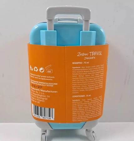 HISKIN Travel Set zestaw podróżny Walizka (szampon+odżywka) 2x75ml