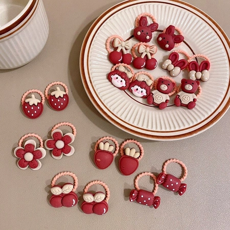 ECARLA zestaw gumek-frotek do włosów 10szt Czerwone owoce GUM168