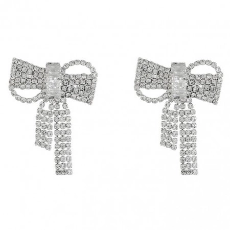 ECARLA kolczyki ozdobne cyrkonie sztyf Kokardy K1693
