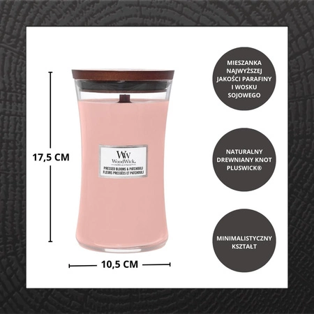 WOODWICK PlusWick duża świeca w słoiku PRESSED BLOOMS & PATCHOULI 609,5g