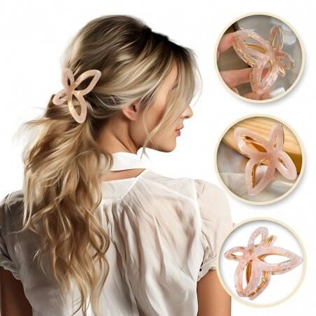 ECARLA spinka do włosów metalowa Motylek masa perłowa Różowa SP237R