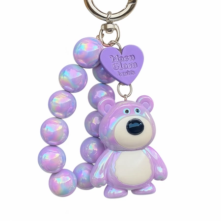 ECARLA brelok do kluczy Miś z koralikami Fioletowy BRL366FIO