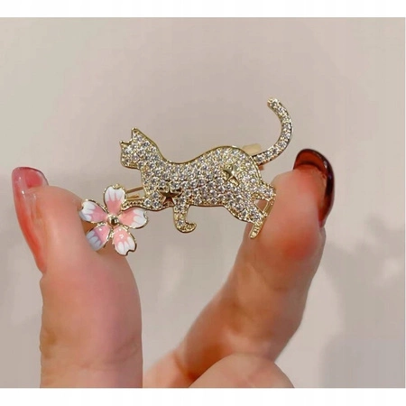 ECARLA broszka KOTEK z kwiatkiem BZ211