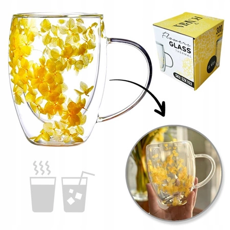 ECARLA szklanka termiczna z podwójnym dnem i hortensją 300ml SZK153