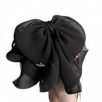 ECARLA klamra do włosów tiulowa Kokarda Czarna SP325CZ