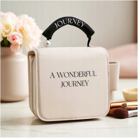 ECARLA kosmetyczka rozkładana z rączką 24x24x3cm Kremowa KS153K