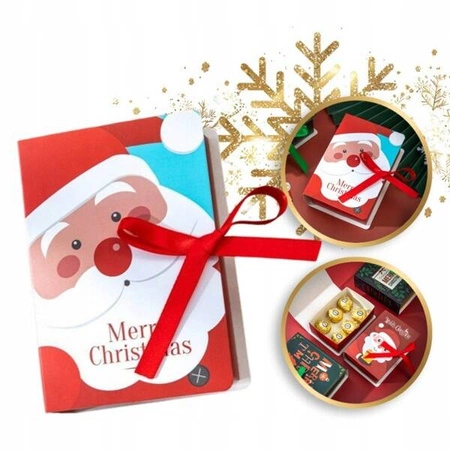 ECARLA pudełko prezentowe świąteczne z kokardą 13x9x4,5cm Merry Christmas OPO35