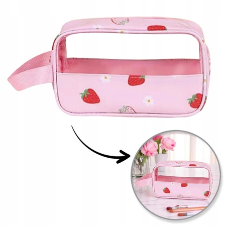 ECARLA kosmetyczka kuferek rozmiar S 22x7x13cm Truskawki KS149