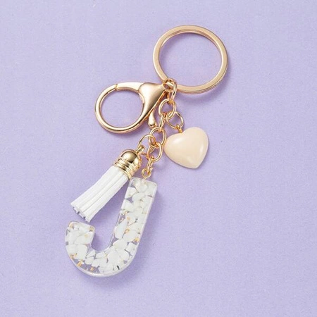 ECARLA brelok do kluczy LITERKA J biały motylek serca BRL329J