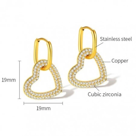 ECARLA kolczyki ze stali szlachetnej platerowanej 14k złotem SERCE KST3318