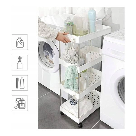 ECARLA regał czteropoziomowy na kółkach Biały SZ34B