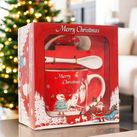 ECARLA kubek świąteczny ze spodkiem i łyżeczką w pudełku KB19WZ4 400ml