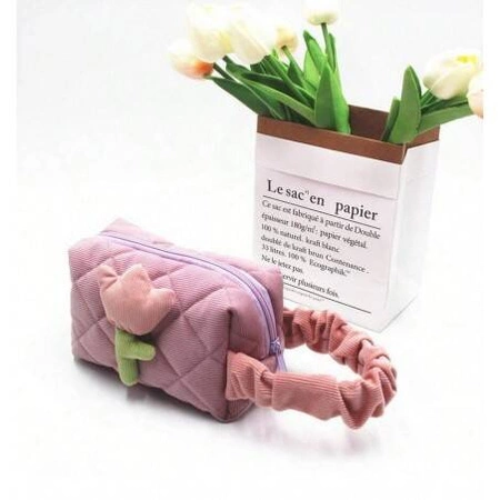 ECARLA kosmetyczka pikowana Fioletowa Tulipan KS101WZ3