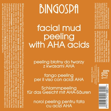 BINGOSPA peeling do twarzy błotny z kwasami AHA 120g