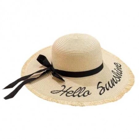 ECARLA kapelusz damski plażowy letni słomkowy Hello Sunshine CZ47