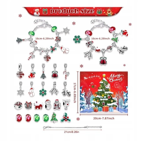 ECARLA Boże Narodzenie kalendarz adwentowy Bransoletka z zawieszkami KSN206