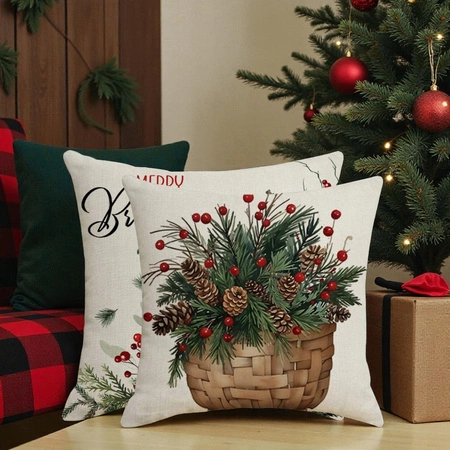 ECARLA Zima Świąteczna poszewka na poduszkę Boho 45x45 KOSZ POD251